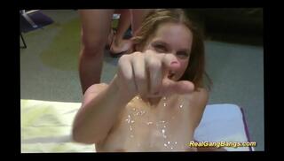 Watch the video about Cute teens 18+ first bukkake gangbang