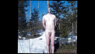 Watch the video about Barefoot selfbondage in snow.