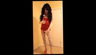 Video 175129201: solo shemale amateur, brunette solo slut, solo porn, dress solo, brunette tranny slut, red slut