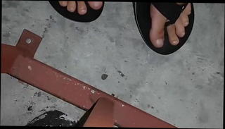 Video 701733501: feet toes, skinny feet, gay feet, wearing flip flops