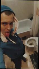 Video 1602108671: solo anal dildo masturbation, solo anal dildo amateur, fetish gay solo masturbation, dildo anal piss, bathroom dildo masturbation, slave lick, toilet slave