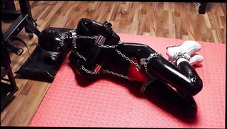 Video 1513215301: latex bdsm bondage, bdsm gay bondage, bdsm chained, german latex, latex hd, blindfolded, gagging