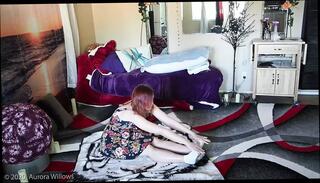 Watch the video about Stretching in a sexy dress, open your inner thighs