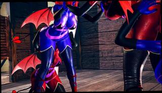 Watch the video about Red VS Blue Succubus lesbian Foursome