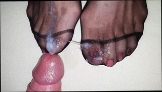 Watch the video about Cum on nylon feet #15