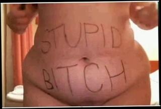 Watch the video about Stupid bitch branding herself
