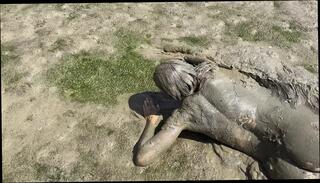 Watch the video about Estuary mud girl playing in the nude