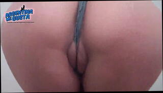 Watch the video about Short Jeans inside Pussy! Spreading! Big Naked Cameltoe!