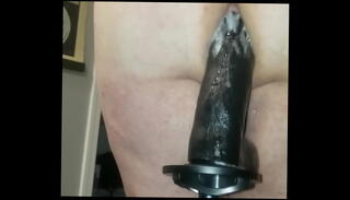 Watch the video about Fucking Machine making me cream on bbc dildo