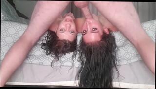 Watch the video about 2 sluts getting throated by one lucky cock while laying upside down different angles