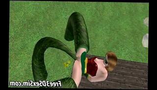 Video 311702215: 3d cartoon lesbian, 3d cartoon animated, 3d double, double teamed outdoors, 3d group