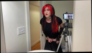 Video 1563294701: trans girl jerks, girl jerks shemale, trans girl masturbating, goth trans girl