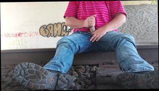 Watch the video about Jacking on the tracks until train comes