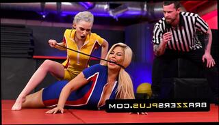 Watch the video about Brazzers - Voluptuous Bodacious Bridgette B Teaches Petite Kiara Cole A Lesson For Fucking Her Man