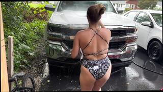 Watch the video about Mature Milf Washes cars and Motorcycle