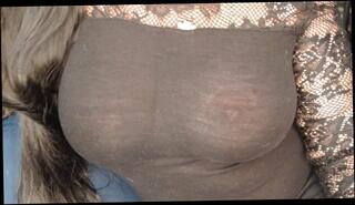 Watch the video about Oops, My Big Perfect Tits Are Showing See Thru Knit Black and Lace Top