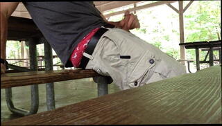 Video 1301198101: jerking cumming outside, dutch cum, table cum