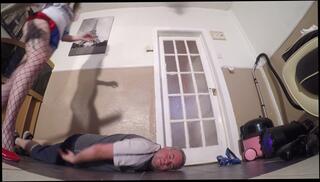 Video 1619011663: harley quinn, femdom female domination, bondage female domination, feet domination, amateur female domination, femdom face trample, high heel domination, feet dancing, cosplay femdom, dominated hard, cam dance, red head cam