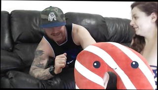 Watch the video about Trashy vid with busty, chubby girl. Guy eats cheeseburgers