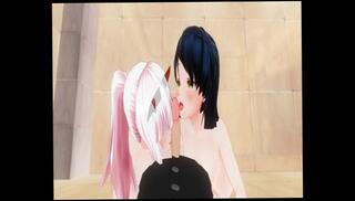 Watch the video about Zero two & Ichigo - Darling in the Franxx custom maid 3D 2 VR POV