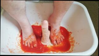 Watch the video about Fun with tomatoes and dildo