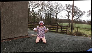 Video 1571184821: pissing sissy, sissy humiliation, pissing outside gay, submissive licks, sissy dress, sissy home, licked clean