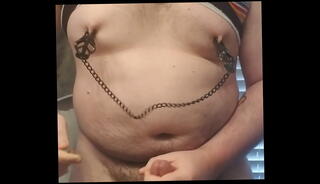 Video 1207314285: gay nipple clamps, nipple clamp play, chubby fat cock, chubby small dick, chubby daddy, chubby boy, clamps masturbation