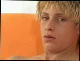 Watch the video about Blond Twink jacks a load